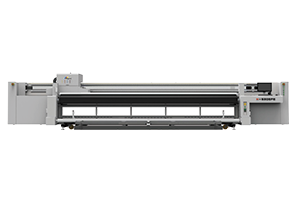 Hybrid UV inkjet printer for high-volume production printing